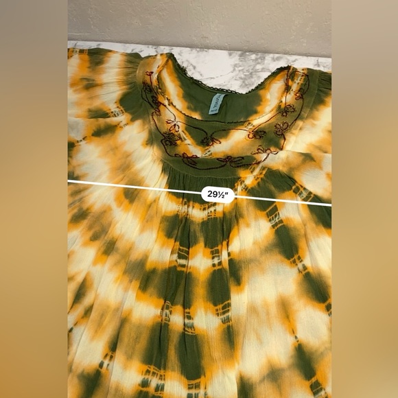 Sunflower Tie Dye Yellow & Green Butterfly Wing Top Size Free Small Medium - Picture 9 of 14
